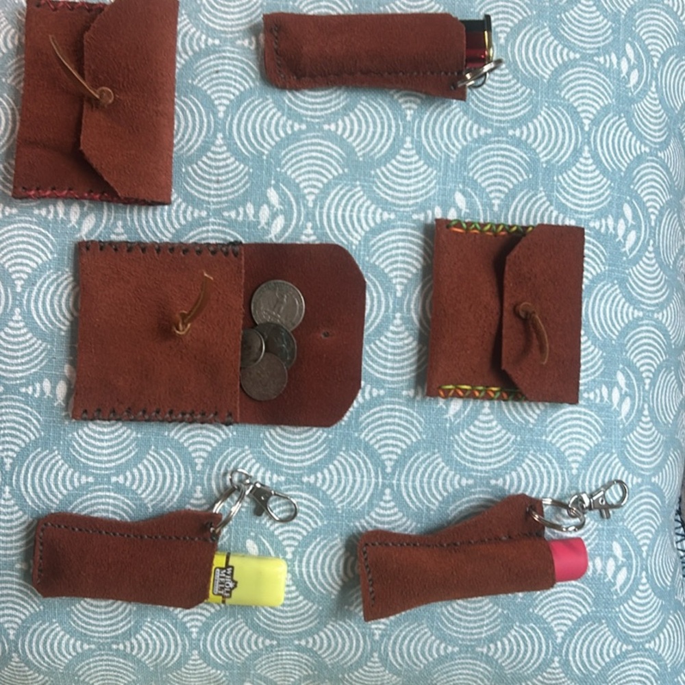 Suede handmade change purse and lighter holders